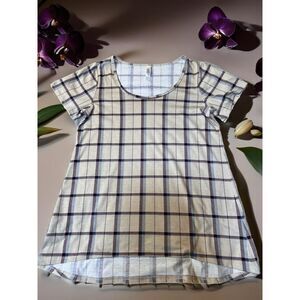 LuLaRoe Plaid Short Sleeve T-Shirt Dress Casual Windowpane Check Pattern‎ Size S